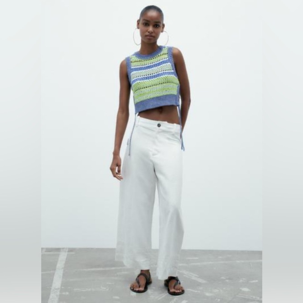 NWOT• Zara • Striped Knit Crop Top • Sz XS